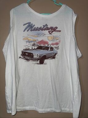 Torrid White‎ Tank with Multicolor Ford Mustang Graphic